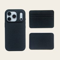 Étui de téléphone portable en cuir Pebble de luxe personnalisé, accessoires, coque de téléphone en cuir vegan pour iPhone 18 Pro Max