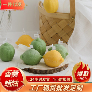 Vela perfumada de limón hecha a mano, decoración realista de 8cm x 5cm para el hogar, accesorios para fotografía - Product Image 5