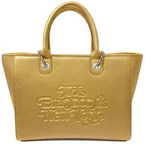 The Elderboys New York <b>Gold</b> PU Tote <b>Bag</b> With Embossed Letters Large Capacity Fashion Open Top Beach <b>Womens</b> Daily Use All Seasons - Product Image 5