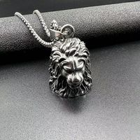 Collier Cloche Exorciste Porte-Bonheur en Acier Inoxydable Style Moto Punk Rétro Tête de Lion