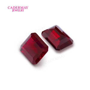 Cadermay Synthetic Ruby Loose Stones Rectangle Red Gemstone For Jewelry Making - Product Image 2