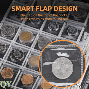 Álbum para Colección de Monedas QY Resistente al Fuego, Libro de Almacenamiento de Monedas con 300 Bolsillos, Estuche Portátil para Monedas para Coleccionistas - Product Image 4