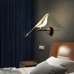 Dönebilir ve ayarlanabilir sanat Deco kuş ışık Metal LED duvar ışık aile yatak odası başucu otel kapalı modern kuş duvar ışık