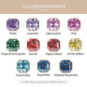 Moissanite Sintetica di Alta Qualità, Taglio Asscher, Colore Lavanda, 4.5mm-11mm, VVS1, Prezzo all'Ingrosso per Carato - Product Image 4