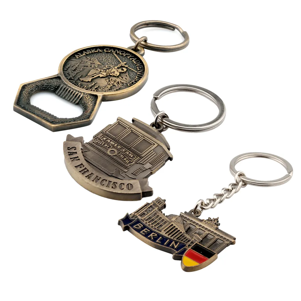 Wholesale Custom Logo Key Chains Mini Bottle Opener Key Ring 3d Metal Enamel Tourist Souvenir Keychains Custom