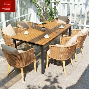 Ensemble <span class=keywords><strong>de</strong></span> meubles <span class=keywords><strong>de</strong></span> <span class=keywords><strong>salon</strong></span> d'extérieur <span class=keywords><strong>en</strong></span> bambou, style moderne minimaliste et luxueux, six pièces, table et chaises pour patios, hôtels, jardins - Product Image 2
