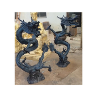 Fontaine d'eau en bronze, artisanat en métal de conception populaire, grande statue de dragon en bronze chinois, figurines de boule