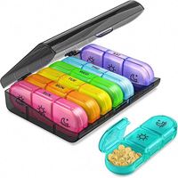 Boîte à pilules personnalisée Loge 21 compartiments, boîte de rangement pour médicaments 7 jours, boîte de rangement en plastique colorée