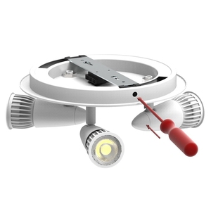 Plafonnier LED rond encastré pour intérieur, orientable à 360 degrés, à intensité variable, avec trois têtes rotatives - Product Image 2