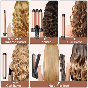 Bộ dụng cụ tạo kiểu tóc đa năng NB WIDE 6 trong 1 bằng đá tourmaline, tích hợp máy làm xoăn, máy duỗi và máy ép tóc, sử dụng công nghệ PTC, thích hợp cho gia đình hoặc khách sạn - Product Image 3