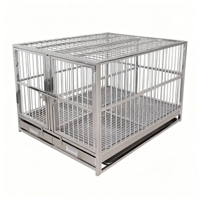 Cage d'intérieur de luxe robuste en acier inoxydable 304, pliable, avec roues et motif animalier, respirante