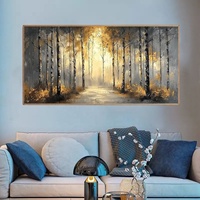 Peinture à l'huile sur toile Feuilles d'automne dorées Forêt, Grande Décoration Murale, Art Abstrait, Arbres, Paysage Naturel, Tableau pour Salon