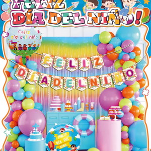 Ensemble de ballons en carton bleu, orange et violet comprenant des ballons en aluminium avec drapeaux et des ballons en latex pouvant être accrochés, vendus en <span class=keywords><strong>magasin</strong></span> et en supermarché - Product Image 1