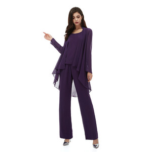 3Pcs <span class=keywords><strong>Pantalon</strong></span> Costume pour Femmes 2020 New Purple Fashion Wholesale Mother of the Bridal Dress Plus Size Evening Dress Suits - Product Image 1