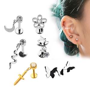 Moda Animal Piercing joyería <span class=keywords><strong>elefante</strong></span> internamente roscado labio Labret titanio cuerpo joyería pendientes al por mayor - Product Image 5
