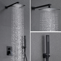 Robinet de douche à effet pluie en laiton poli, monocommande, mitigeur encastré, avec fonction pause céramique, jet doux et massage, design moderne pour hôtel