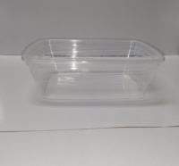 Kontainer Penyimpanan Makanan Plastik PP Persegi Panjang 500ml, Tutup Bermotif Bergelombang, Bahan Daur Ulang, Mudah Dibersihkan, untuk Sushi dan Mie