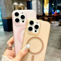 BAILI Factory Nouvelle coque de téléphone en PC translucide mate givrée magnétique couleur bonbon ultra fine antichoc pour Iphone 7 8 14 15+