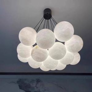<span class=keywords><strong>Lampadario</strong></span> in Rame e Marmo Alabastro <span class=keywords><strong>con</strong></span> Paralume a Sfera per Camera d'Albergo e Ristorante, Adatto per Soggiorno - Product Image 3