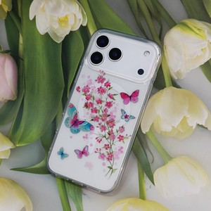 Étui de téléphone portable magnétique en TPU+PC avec des fleurs de papillon mignonnes pour 11/12/13/14/15/16/17 Pro Max Vivo Filles Style Ins Nature - Product Image 4