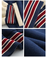 OEVE veste de baseball à blocs de couleurs Bomber vestes en micro polaire broderie de lettres personnalisée femmes tissé long standard tricoté