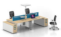 Bureau en bois de la série KL-42 de 42 pouces avec cadre métallique, style moderne, poste de travail de bureau pour 6 employés, style panneau en bois