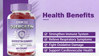 Gummies à la Quercétine avec Vitamine C, Zinc et Baies d'Agripaume, Complément de Soutien Immunitaire pour la Santé Antioxydante, Respiratoire et Saisonnière