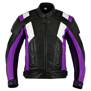 Men's Genuine Different color-block <b>racing</b> <b>jacket</b> All season wear windbreaker streetwear fashionable <b>Racing</b> style leather <b>jacket</b> - Product Image 2