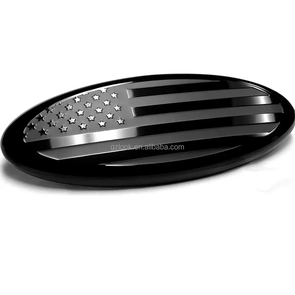 9 "polegadas Americano Preto Grade Dianteira Capa Oval Emblema Placa de Identificação do Projeto Da Bandeira auto acessórios
