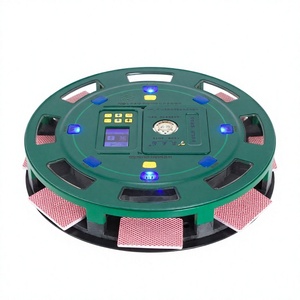 Mélangeur de cartes de poker automatique pour 4 joueurs, machine de distribution de cartes ronde verte avec écran LED - Product Image 1