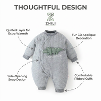 Combinaison pour nouveau-né doublée de coton 120g, style coréen, artisanat sans couture, extra-épaisse, automne/hiver, motif oblique
