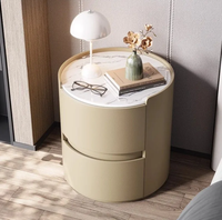 Table de chevet moderne intelligente la plus vendue avec cadre en bois, sangles en cuir, 2 tiroirs et éclairage LED pour chambre d'appartement
