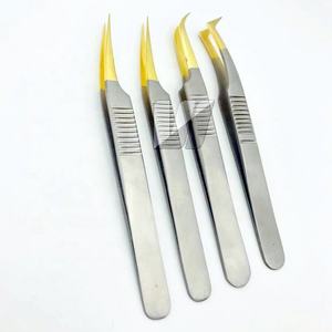 Pinzas de extensión de pestañas japonesas sostenibles de acero inoxidable al por mayor logotipo personalizado punta dorada agarre fuerte Tipo de Volumen - Product Image 3