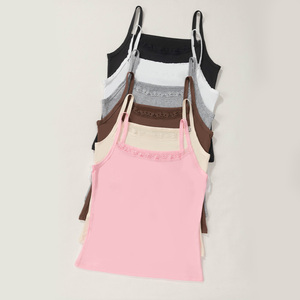 Débardeur <span class=keywords><strong>sans</strong></span> manches à col en dentelle, style polyvalent, 6 couleurs au choix, couleur unie, pour femmes et jeunes filles - Product Image 3