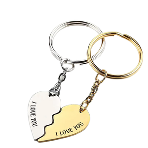 Portachiavi in Metallo Personalizzato a Forma di Cuore per Coppie, Puzzle 'Ti Amo', in Lega di Zinco, Regalo di San Valentino Personalizzato, Vendita all'Ingrosso - Product Image 1