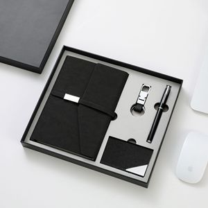 Stock A5 Notebook Business Notepad Gift Box with Pen Card Holder Key Chain Stationery Office Supplier Custom Gift Set