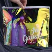 Sac à fermeture éclair en PVC holographique personnalisé, pochette à glissière laser, emballage cosmétique et soin de la peau, sac de rangement pour maquillage avec logo imprimé, sac en plastique