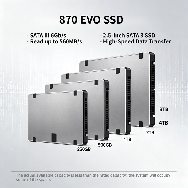 870 EVO SSD 2.5 Inch SATA III 6Gb/s Internal Solid State Drive for Desktop Laptop PC Multiple Capacities 250GB 500GB 1TB 2TB 4TB