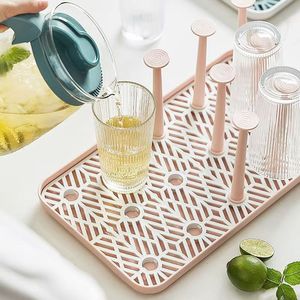 Glass Cup Rack With <b>Tray</b> Square Desktop Quick Dry Draining Rack For Tea Cup Holder - Product Image 1
