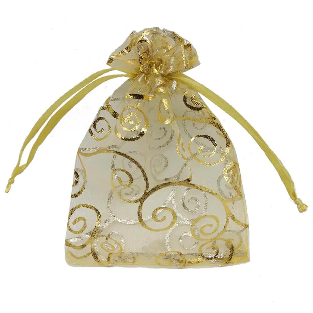 Tùy chỉnh Vàng Sheer Organza 4x6 inch lưới ủng hộ túi dây kéo đồ trang sức Pouch bolsa de yute mini cho Wedding party quà tặng bao bì