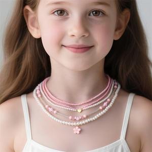 子供用ネックレス韓国風ハート型ビーズネックレス - Product Image 1