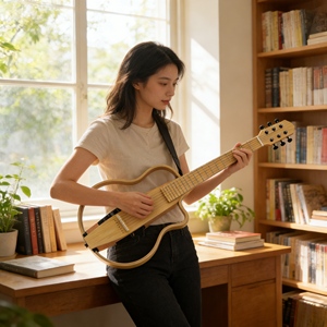 Guitarra Clásica Profesional, Duradera y Silenciosa, con Cuerdas de Nylon y Pastilla Piezoeléctrica, Portátil para Músicos, Viajes y Escenarios - Product Image 5