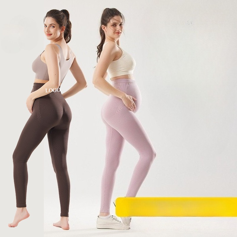 Seamless Maternity Yoga Leggings High-Waisted Belly Support Buttery Soft Pants High Elastic Comfortable Pregnancy Workout Bottom
