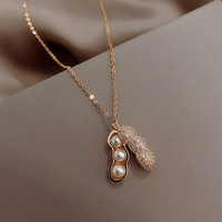 Collier BINSHUO Hiphop en laiton plaqué or 14 carats avec pendentif perle cacahuète pour anniversaire