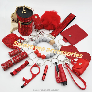 15 En 1 brillante Bling autodefensa llavero conjunto autodefensa diamante llavero para mujeres con pulsera al aire libre llavero - Product Image 2