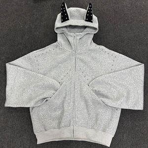 Felpa <span class=keywords><strong>con</strong></span> <span class=keywords><strong>Cappuccio</strong></span> Personalizzata da Uomo <span class=keywords><strong>con</strong></span> Patchwork Borchiato Casual e Alla Moda Disponibile in Vari Colori e Loghi - Product Image 2