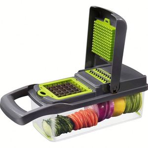 Multifunctional Stainless Steel 7-Piece Manual Vegetable Slicer Press Knife Container for Cucumbers <b>Garlic</b>-Easy Clean Kitchen - Product Image 5