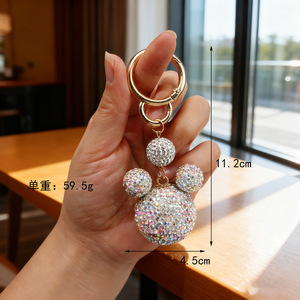 Porte-clés <span class=keywords><strong>Mickey</strong></span> Bling Bling en alliage, tête de souris entièrement ornée de strass, mignon, rouge et argenté, accessoire de <span class=keywords><strong>sac</strong></span>, cadeau - Product Image 5