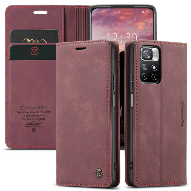 CaseMe 2022 New Trending Case for Redmi Note 11 5G Retro Magnet Flip Wallet Leather for Xiaomi Redmi Note 11 / 11pro / 12 Cases