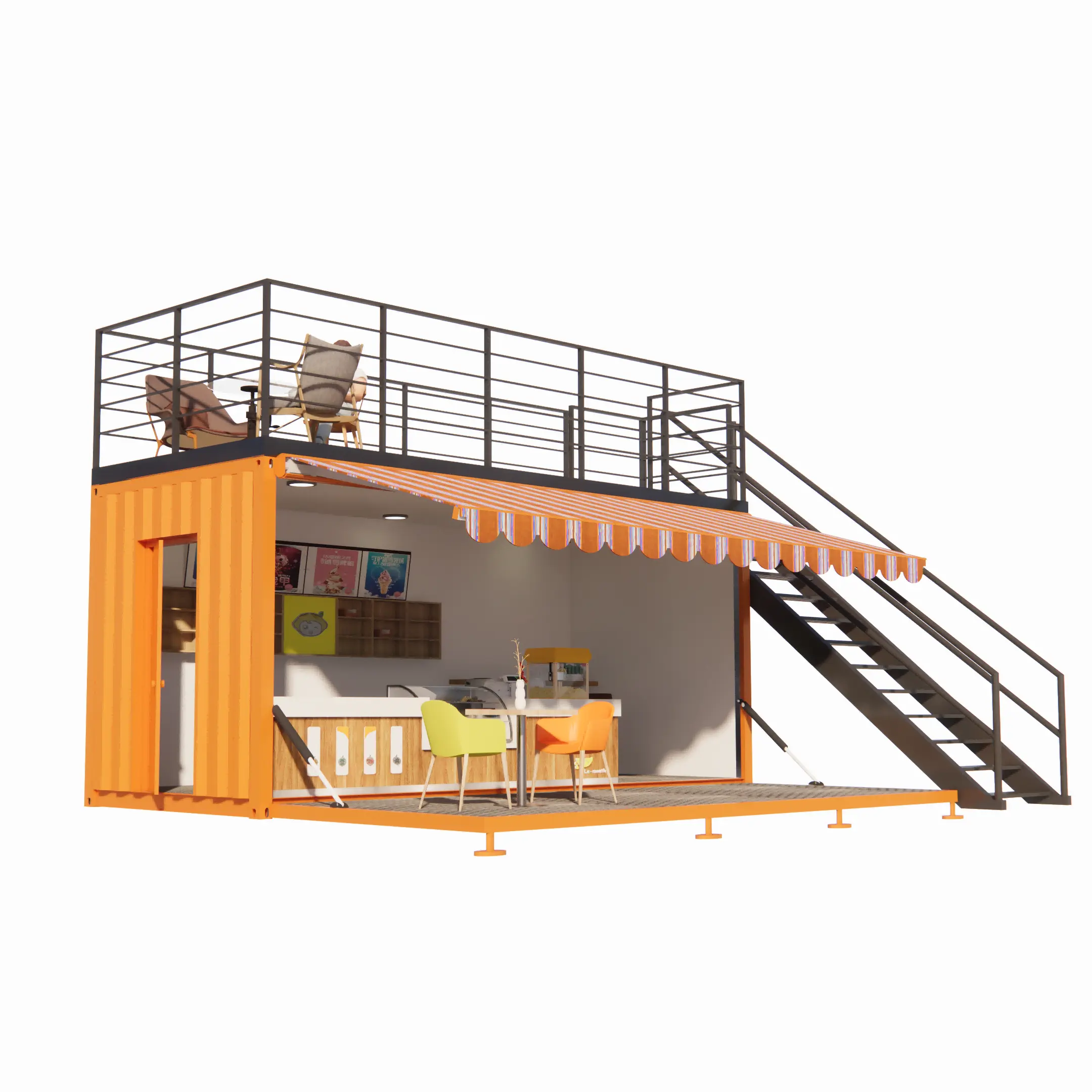 two-story Pop-up container coffee restaurant bar cafe Kiosk,Booth Use steel prefabricated houses